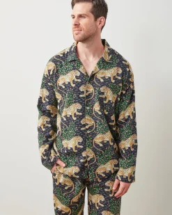 Men's Lightweight Flannel Long PJ Set in Bagheera