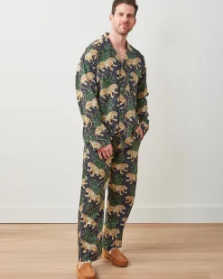 Men's Lightweight Flannel Long PJ Set in Bagheera
