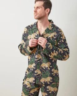 Men's Lightweight Flannel Long PJ Set in Bagheera