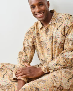 Men's Lightweight Flannel Long PJ Set in Bagheera