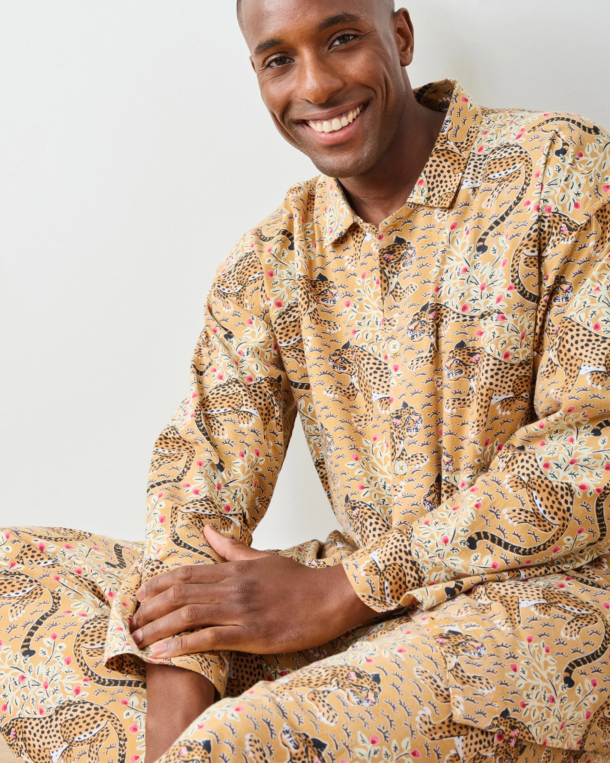 Men's Lightweight Flannel Long PJ Set in Bagheera