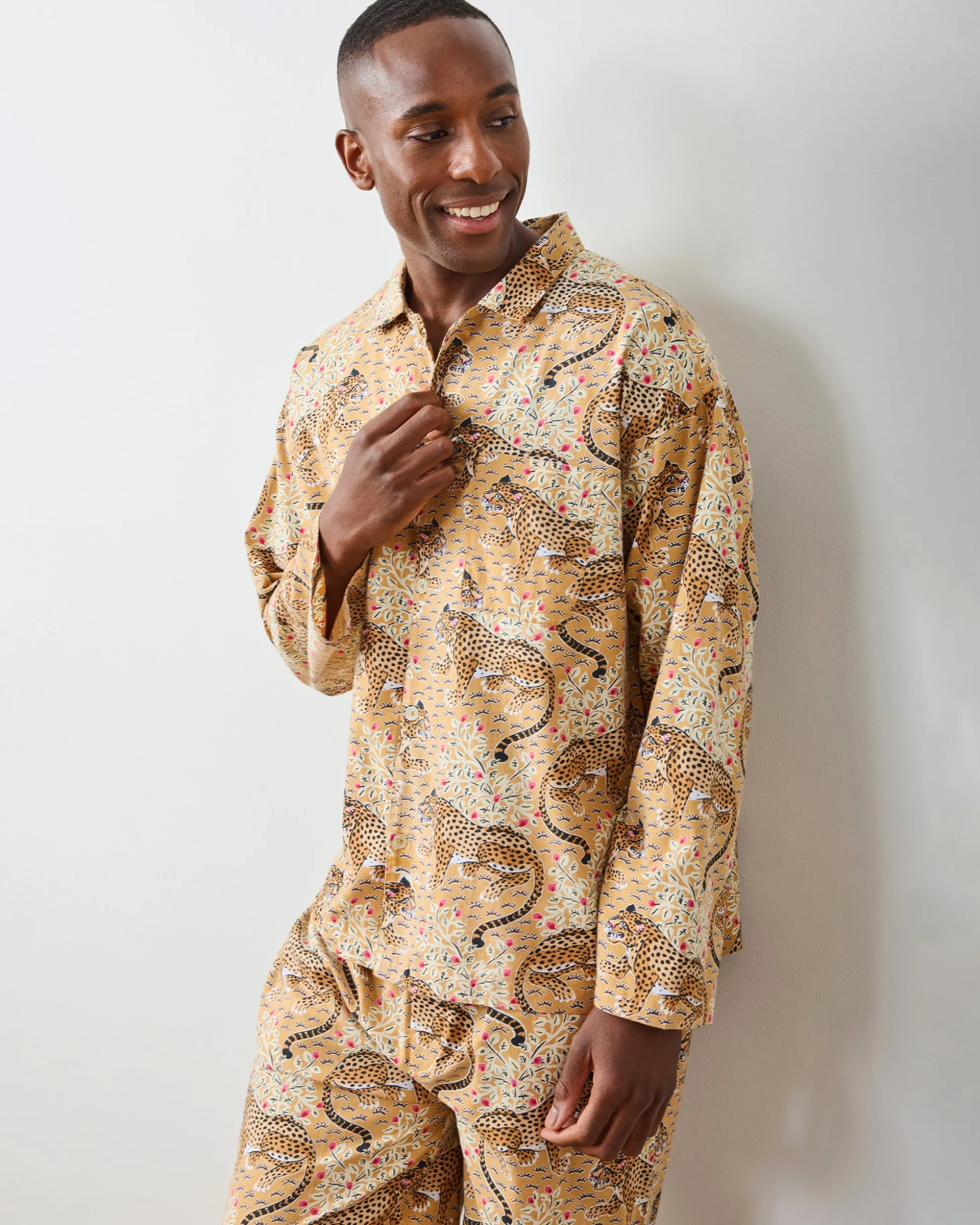 Men's Lightweight Flannel Long PJ Set in Bagheera