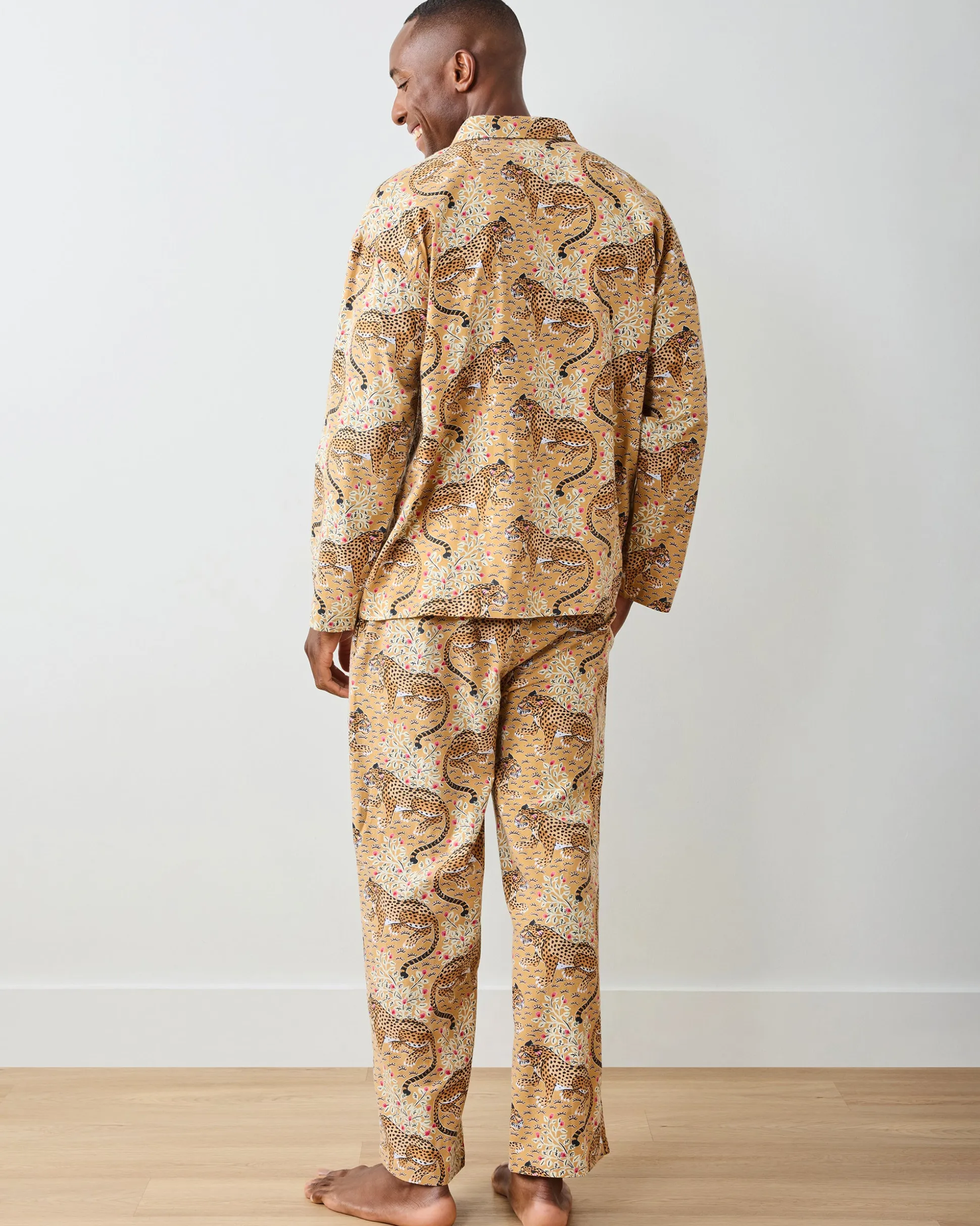 Men's Lightweight Flannel Long PJ Set in Bagheera