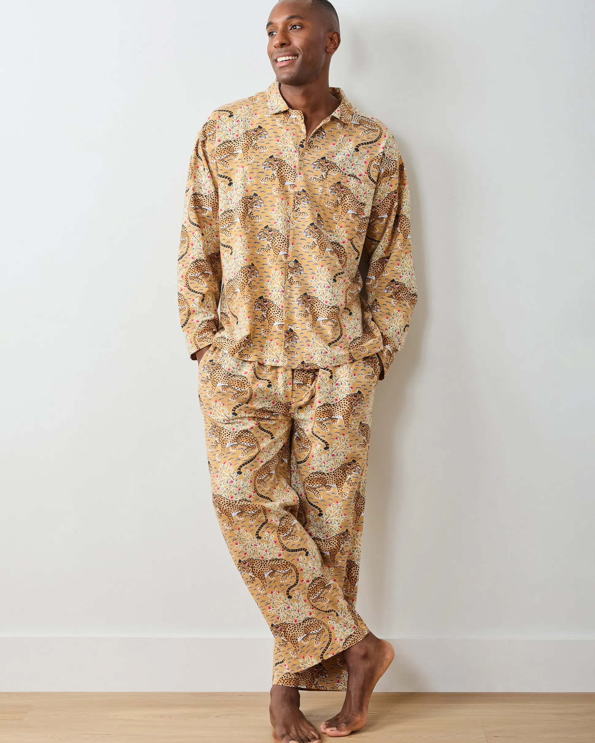 Men's Lightweight Flannel Long PJ Set in Bagheera