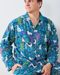 Men's Lightweight Flannel Long PJ Set in Must Love Dogs