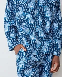 Men's Lightweight Flannel Long PJ Set in Tiger Queen