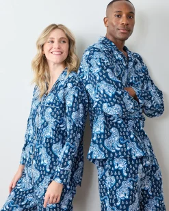 Men's Lightweight Flannel Long PJ Set in Tiger Queen