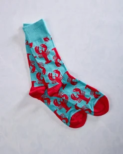 Men's Lobster Socks in Red Multi