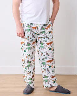 Men's Long PJ Pants in Lucky Paws