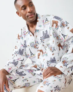 Men's Long PJ Set in Paris Getaway