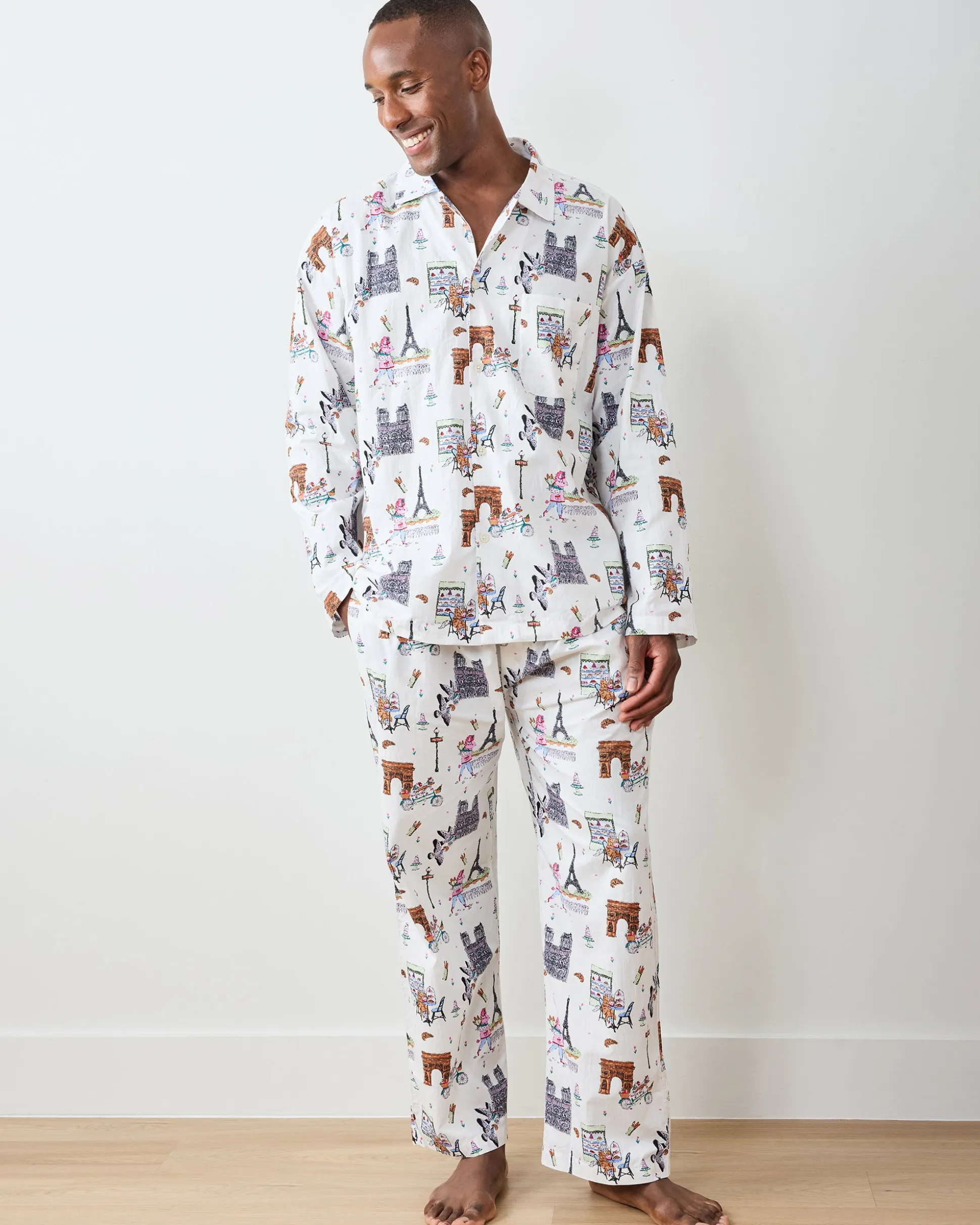 Men's Long PJ Set in Paris Getaway