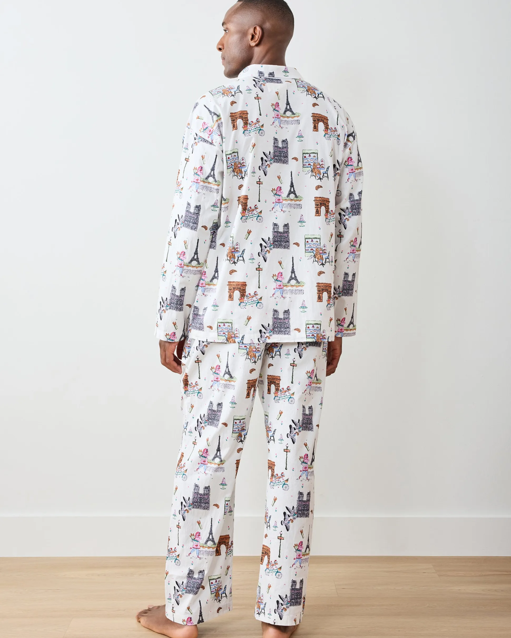Men's Long PJ Set in Paris Getaway