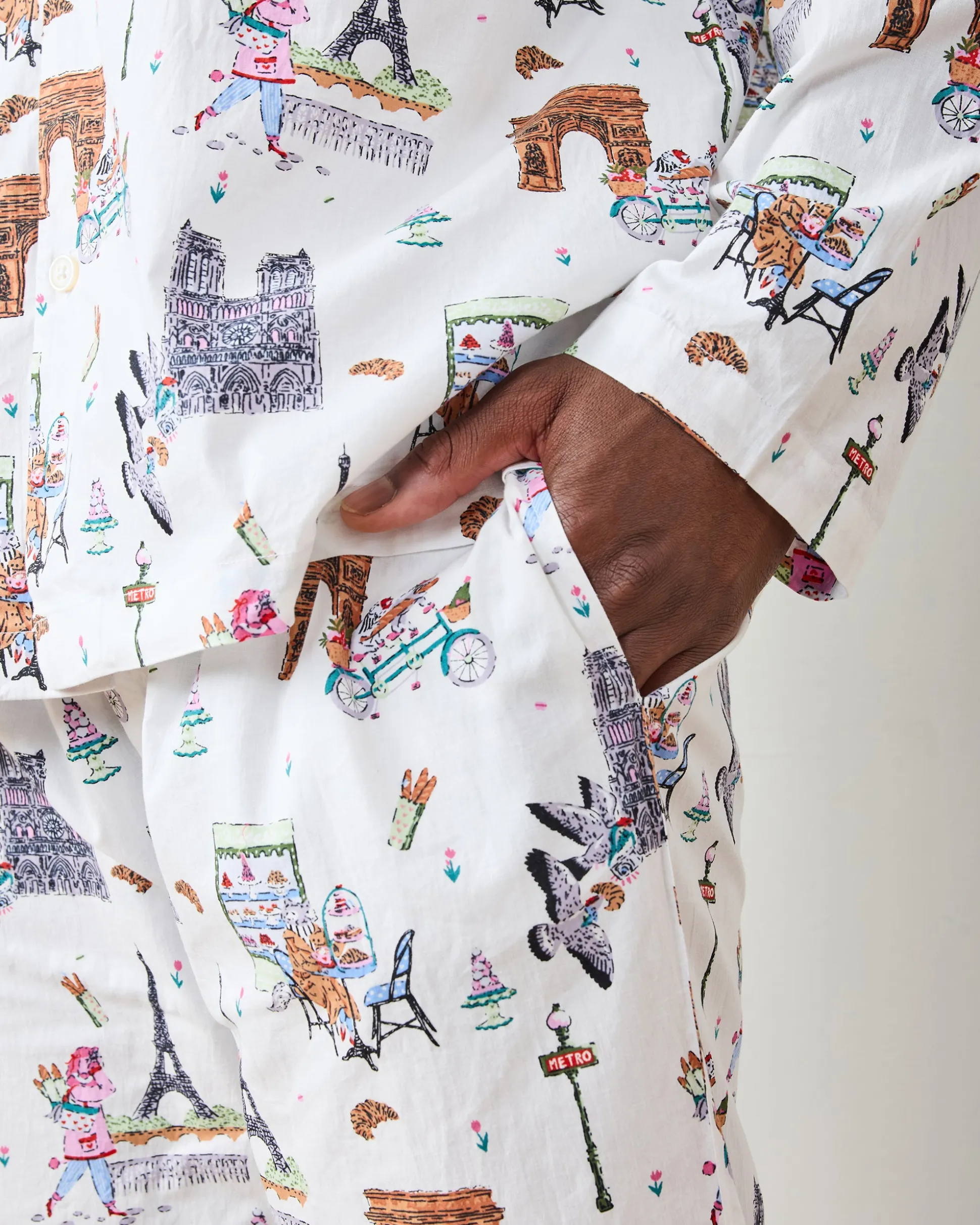 Men's Long PJ Set in Paris Getaway