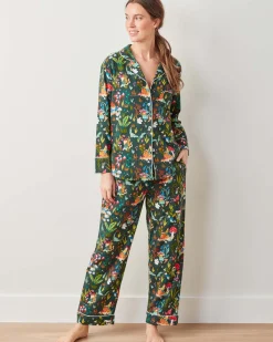 Midweight Flannel Long PJ Set in Gnome Garden