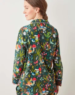 Midweight Flannel Long PJ Set in Gnome Garden