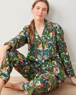 Midweight Flannel Long PJ Set in Gnome Garden