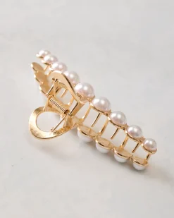 Milano Pearl Claw Clip in Gold Combo