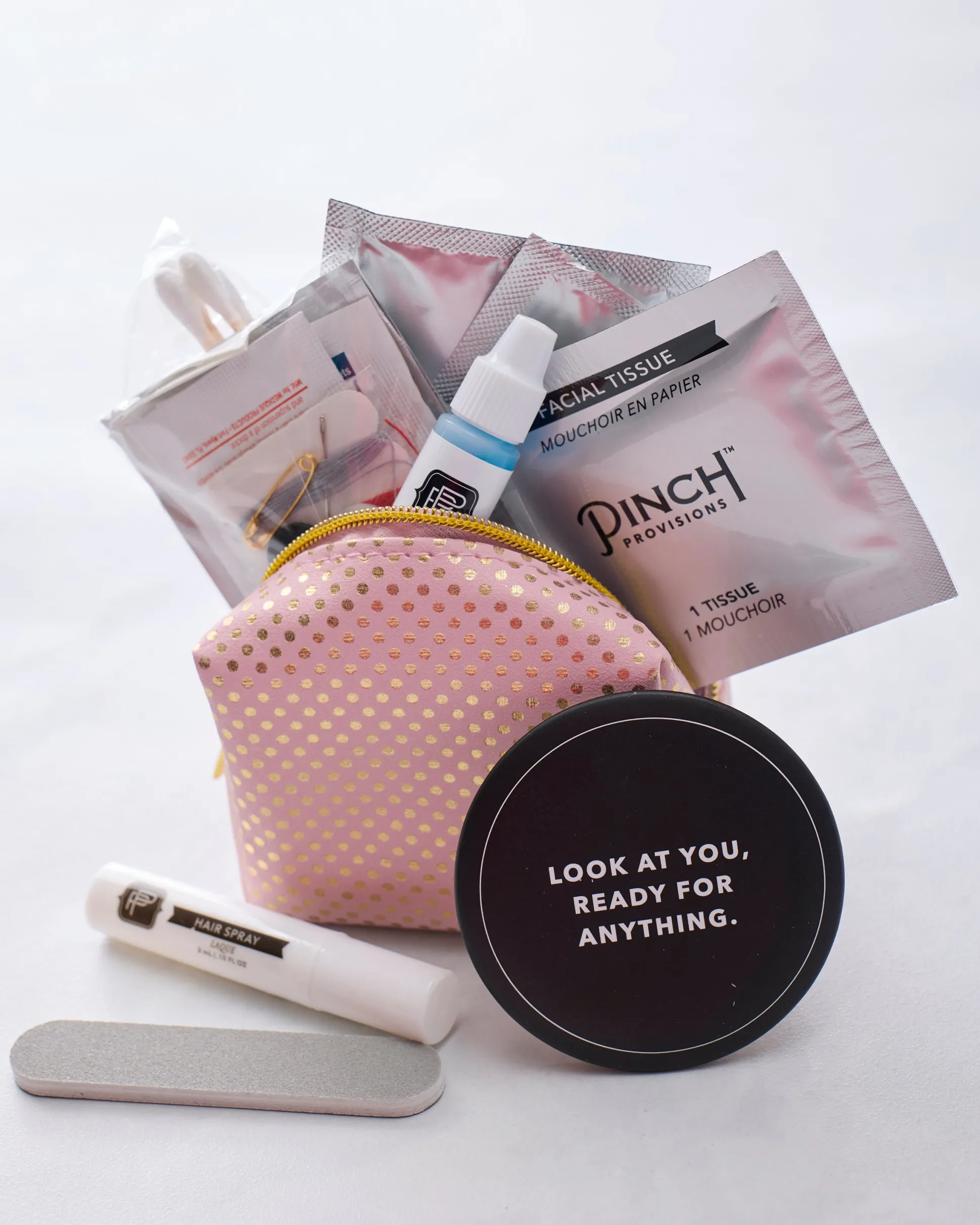 Minimergency Kit For Bridesmaids in Pink Gold Dot