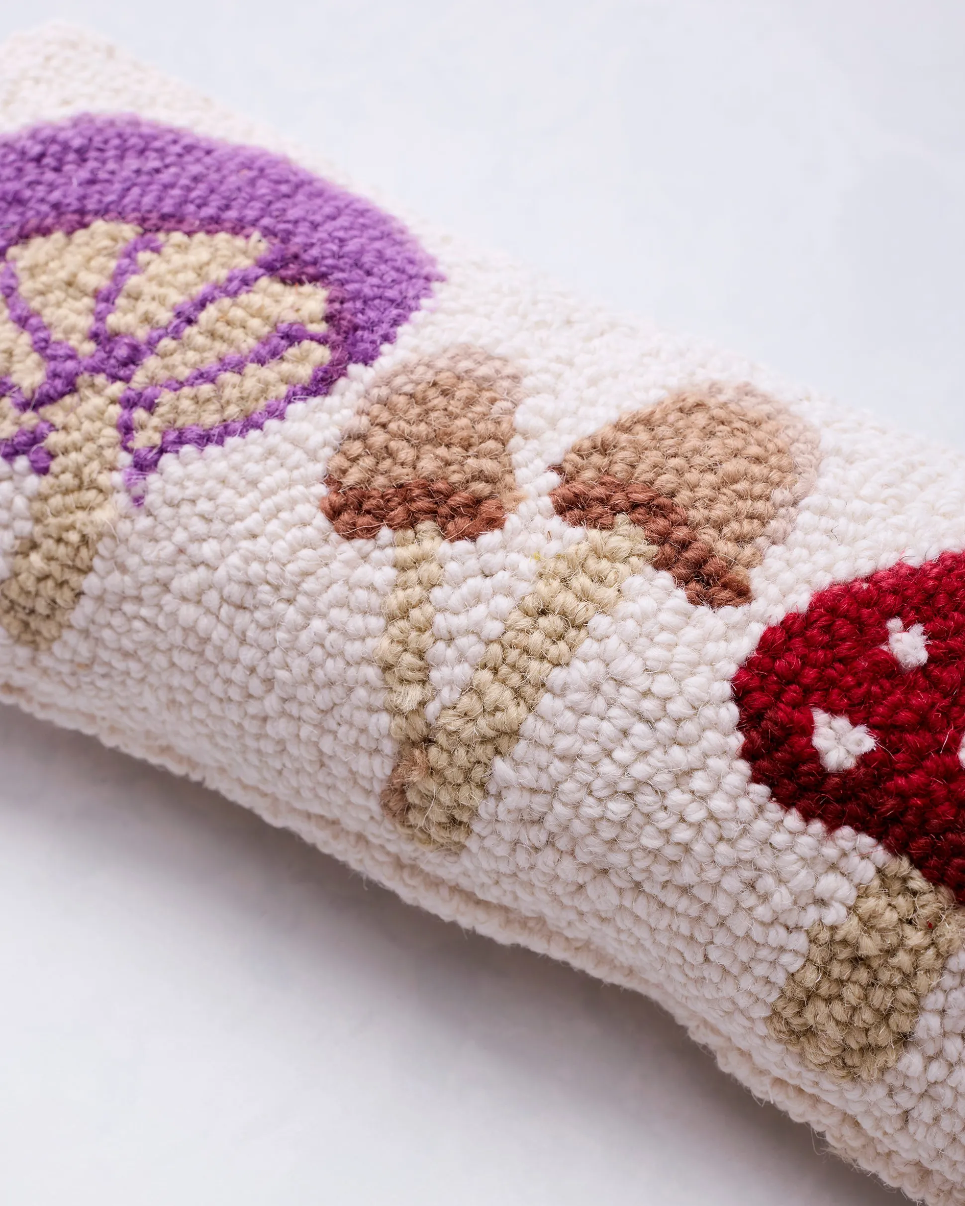Mushrooms Hook Pillow in Ivory Combo