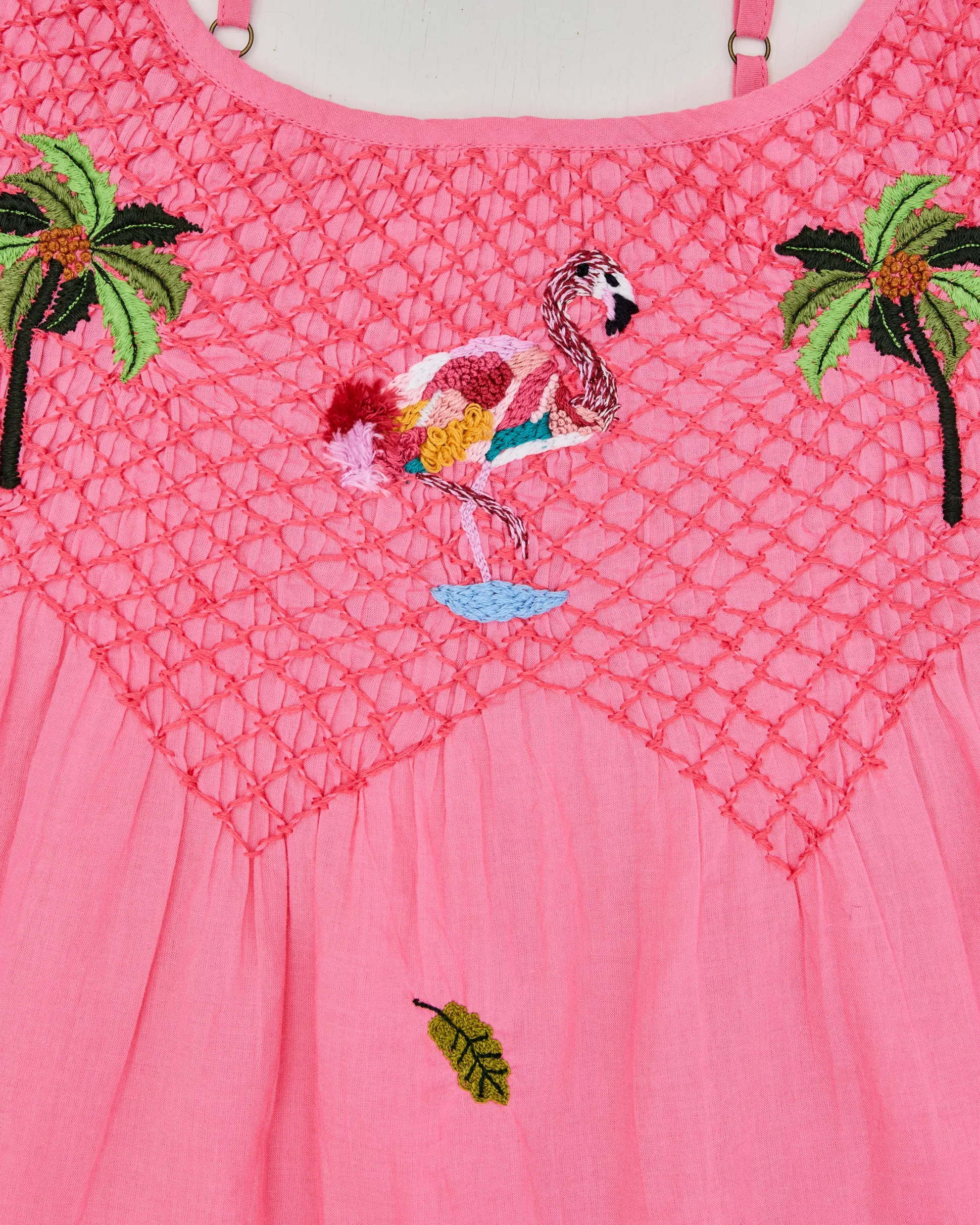Naya Short Set in Embroidered Flamingo Social