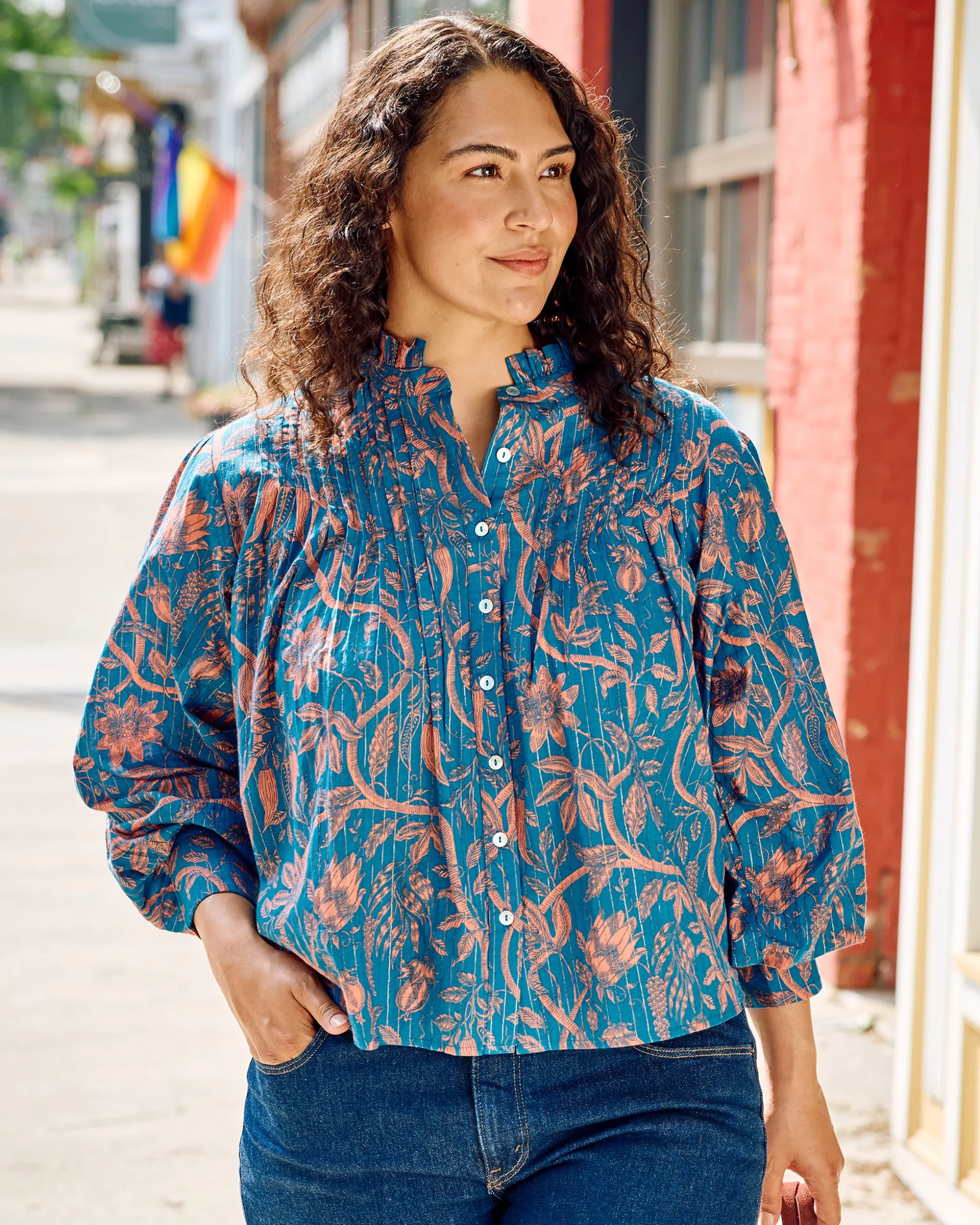 On A Whim Blouse in Etched Vine