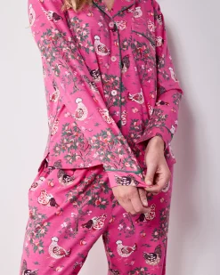 Organic Cotton Modal Knit Long PJ Set in Hen House