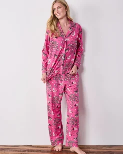 Organic Cotton Modal Knit Long PJ Set in Hen House