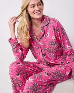 Organic Cotton Modal Knit Long PJ Set in Hen House