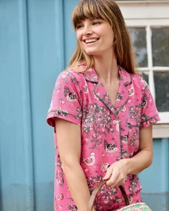 Organic Cotton Modal Knit Short PJ Set in Hen House