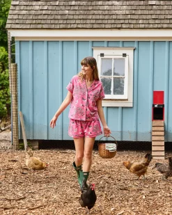 Organic Cotton Modal Knit Short PJ Set in Hen House