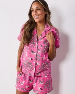 Organic Cotton Modal Knit Short PJ Set in Hen House