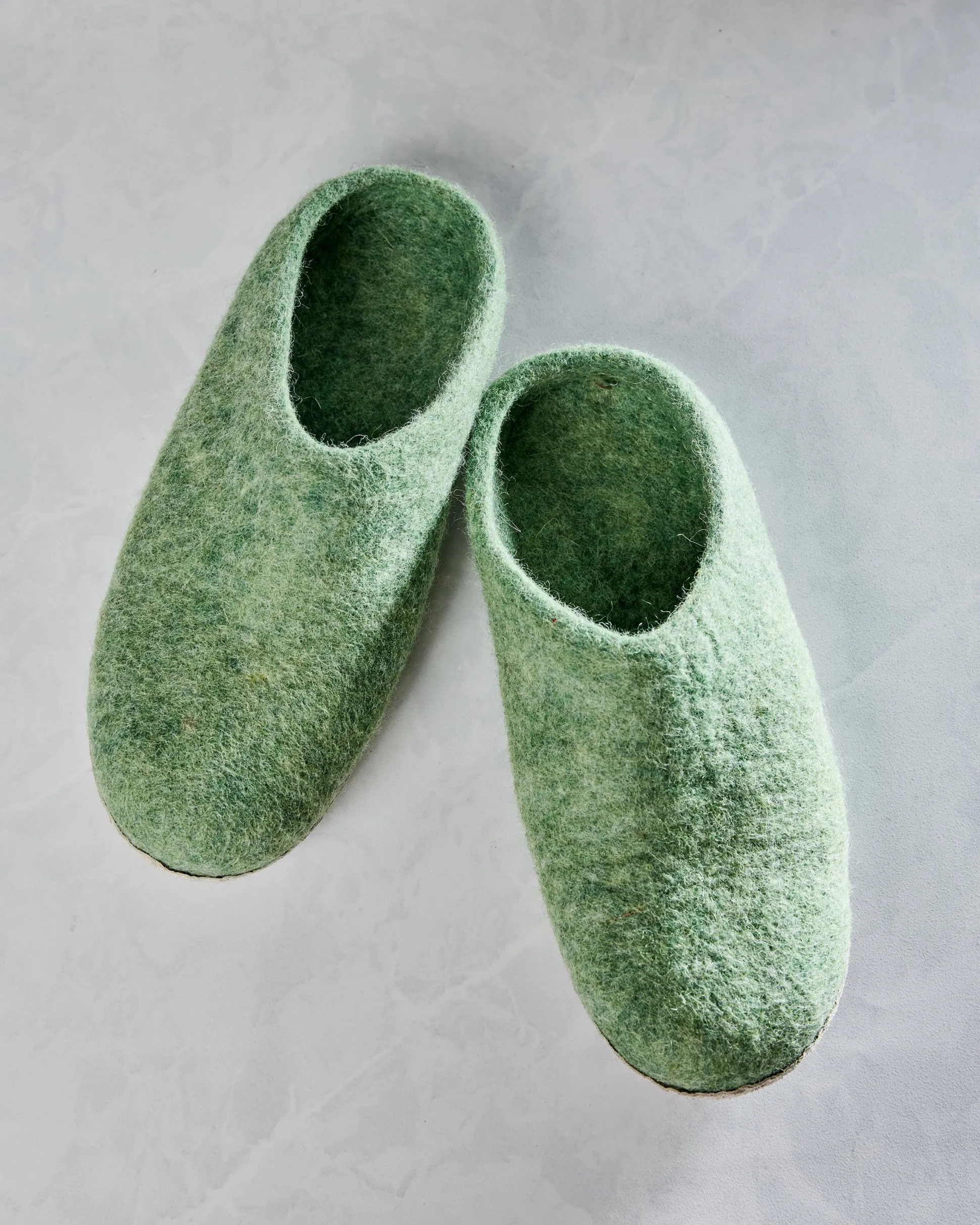 Organic Merino Wool Slippers in Eucalyptus Green