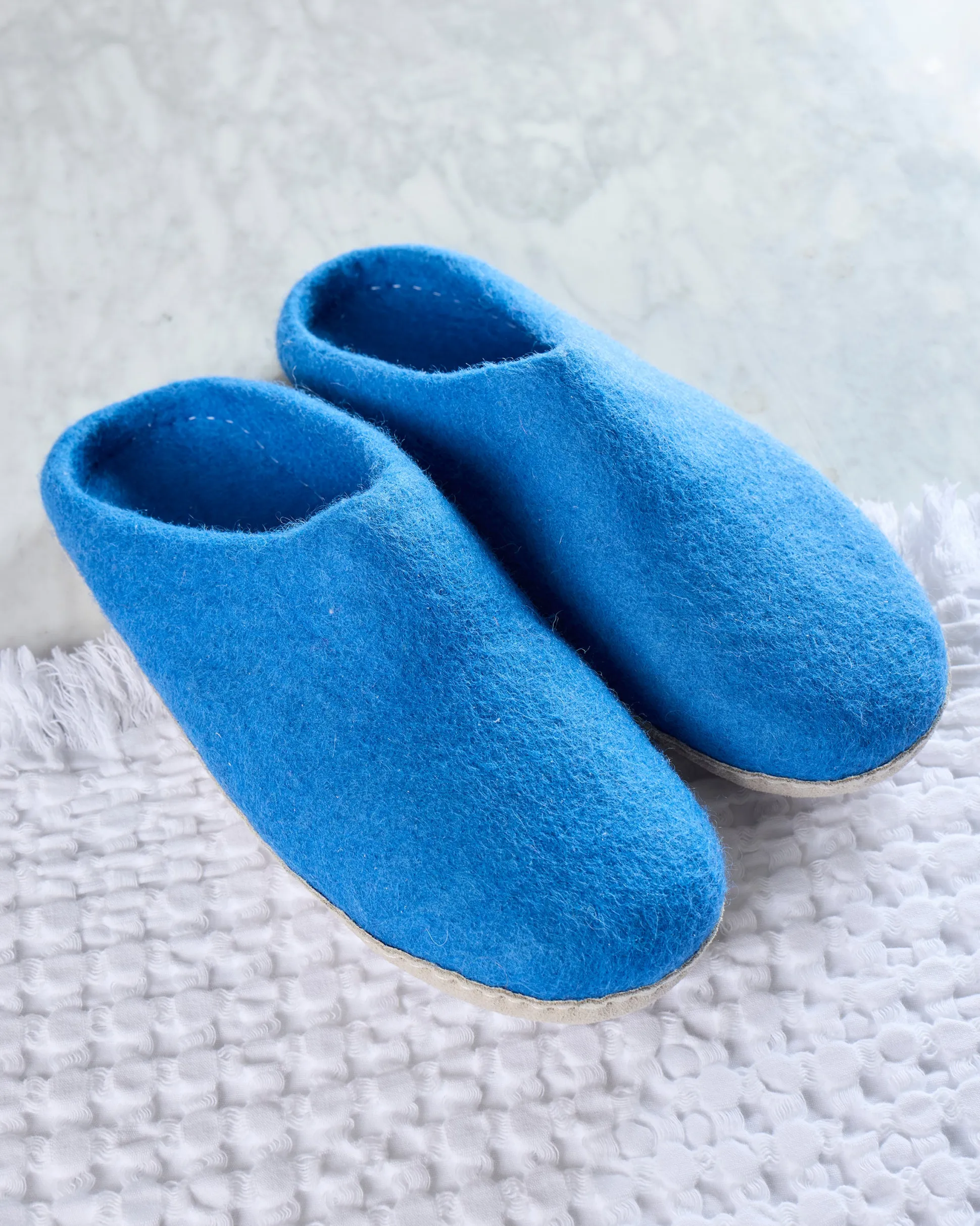 Organic Merino Wool Slippers in Blue