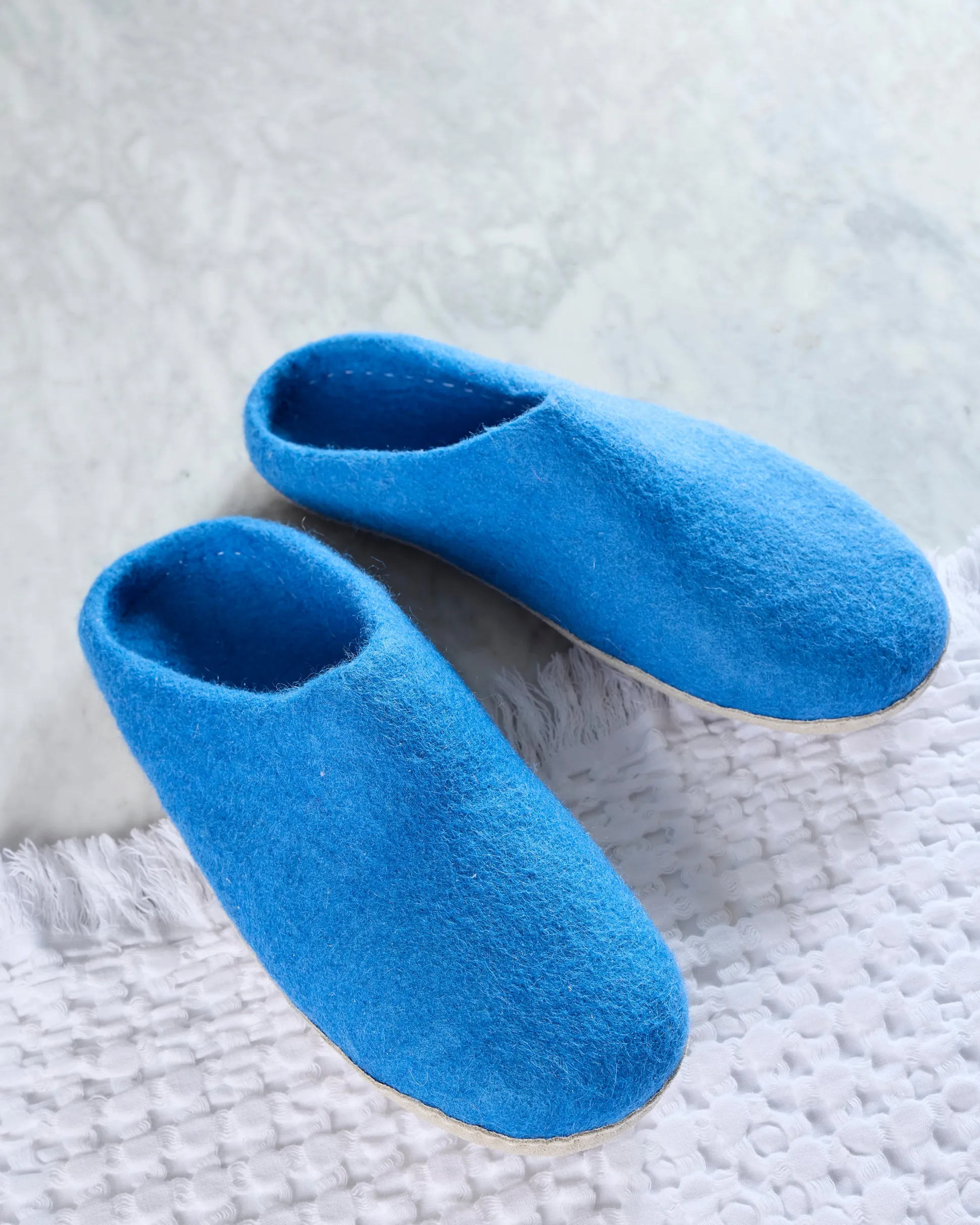 Organic Merino Wool Slippers in Blue