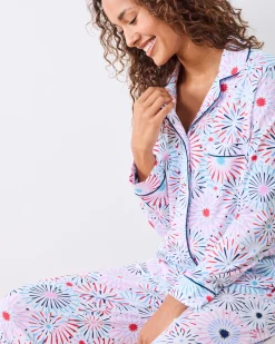 Organic Pima Modal Knit Long PJ Set in Sparks Fly