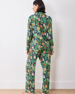 Organic Pima Modal Knit Long PJ Set in Kitchen Garden