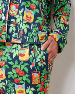 Organic Pima Modal Knit Long PJ Set in Kitchen Garden