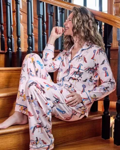 Organic Pima Modal Knit Long PJ Set in Horse Show