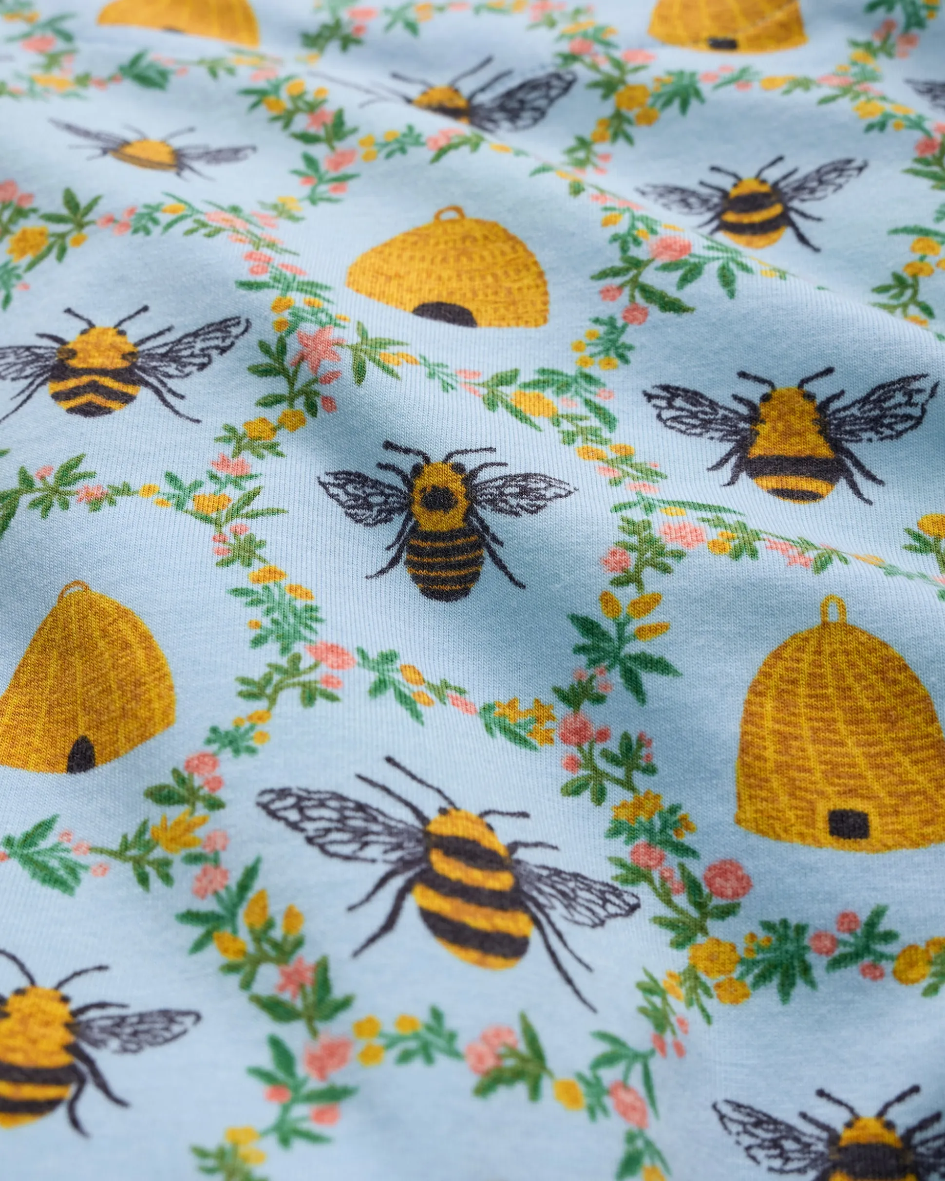 Organic Pima Modal Knit Long PJ Set in Sweet Bee
