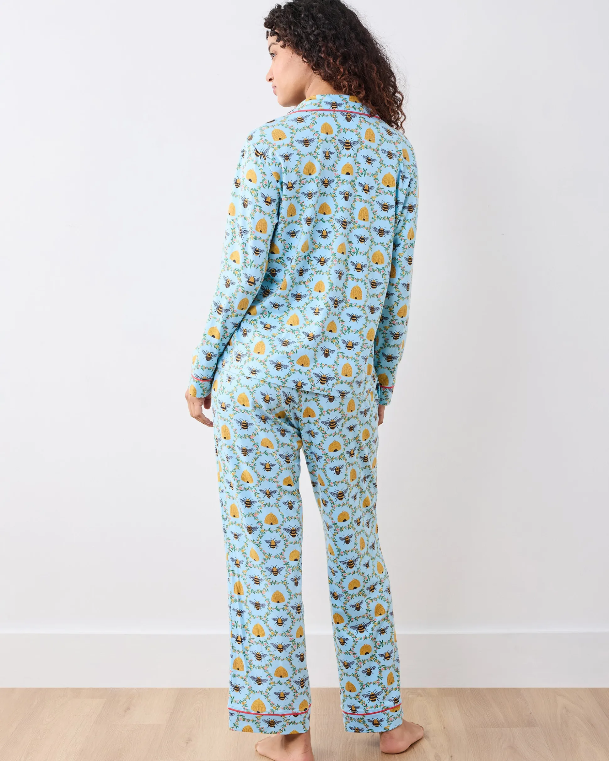 Organic Pima Modal Knit Long PJ Set in Sweet Bee