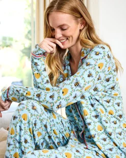 Organic Pima Modal Knit Long PJ Set in Sweet Bee