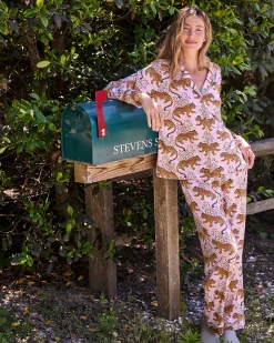 Organic Pima Modal Knit Long PJ Set in Bagheera