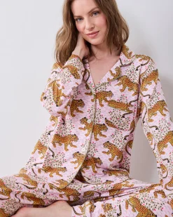 Organic Pima Modal Knit Long PJ Set in Bagheera