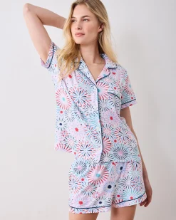 Organic Pima Modal Knit Short PJ Set in Sparks Fly