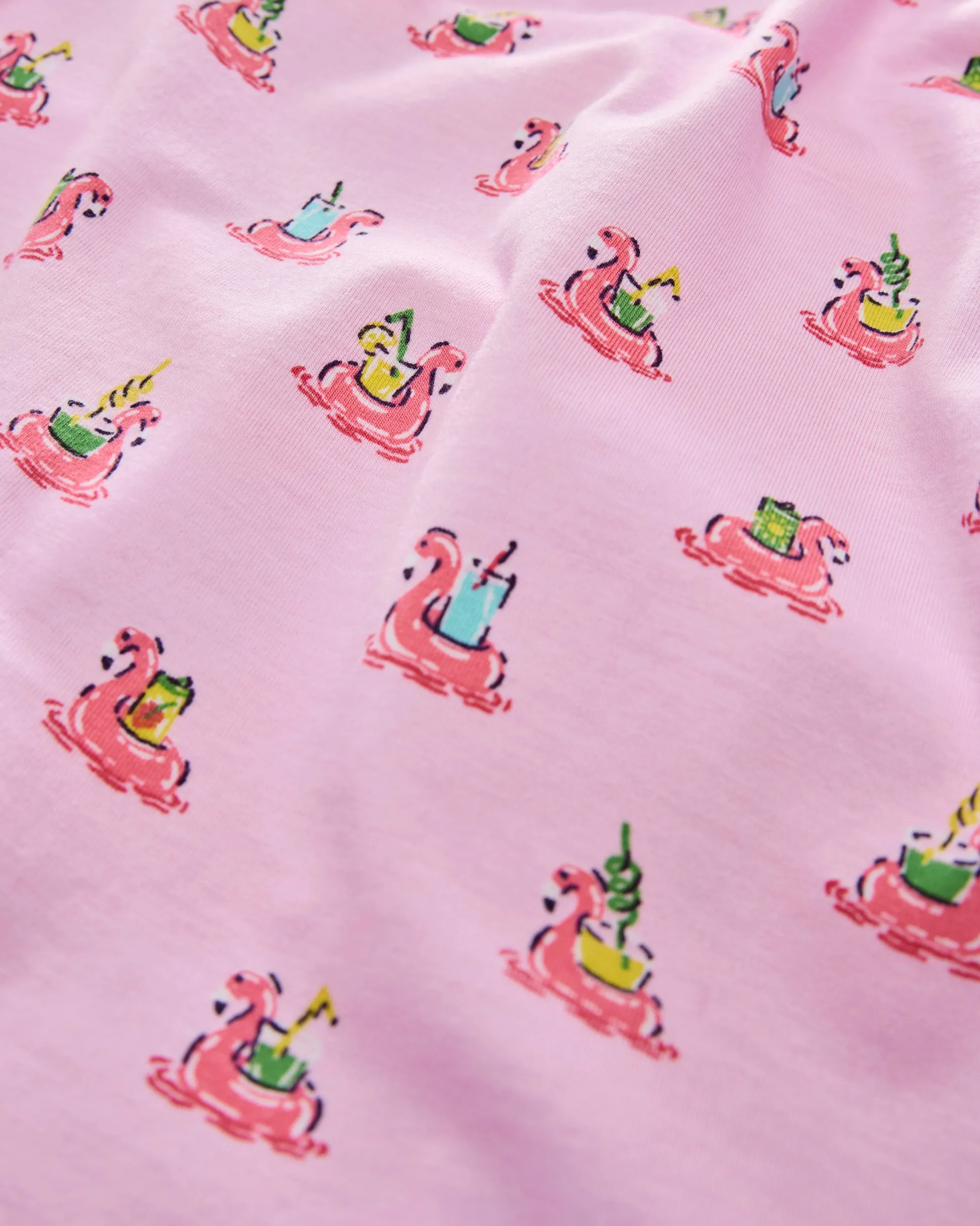 Organic Pima Modal Knit Short PJ Set in Flamingo Floaties
