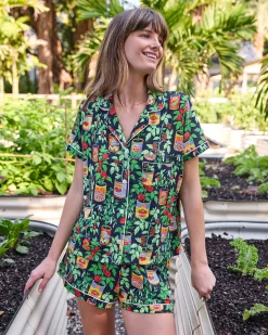 Organic Pima Modal Knit Short PJ Set in Kitchen Garden