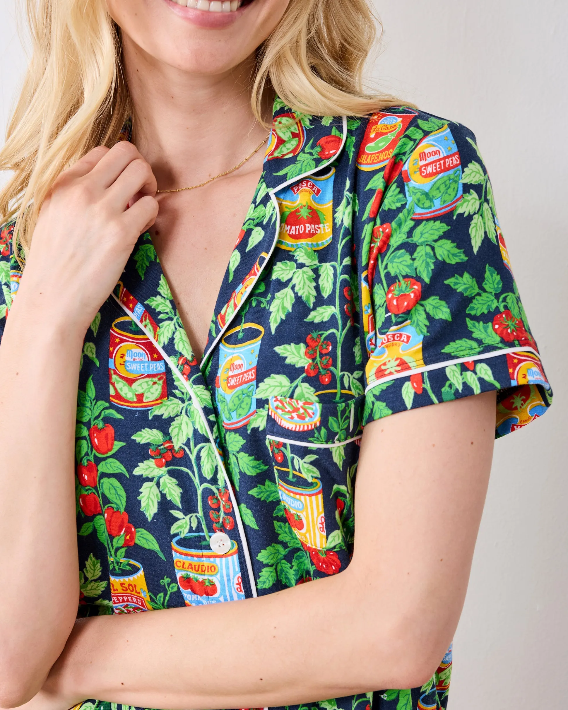 Organic Pima Modal Knit Short PJ Set in Kitchen Garden