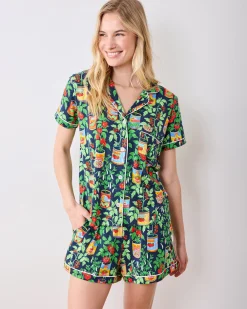 Organic Pima Modal Knit Short PJ Set in Kitchen Garden