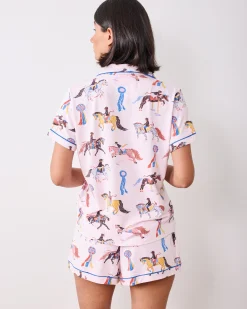 Organic Pima Modal Knit Short PJ Set in Horse Show