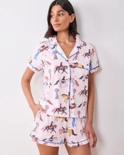 Organic Pima Modal Knit Short PJ Set in Horse Show